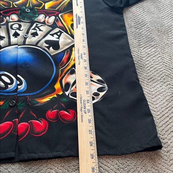 VINTAGE ACE POKER CROWN DICE EIGHTBALL BUTTON SHIRT MENS 38/40 - Picture 8 of 11